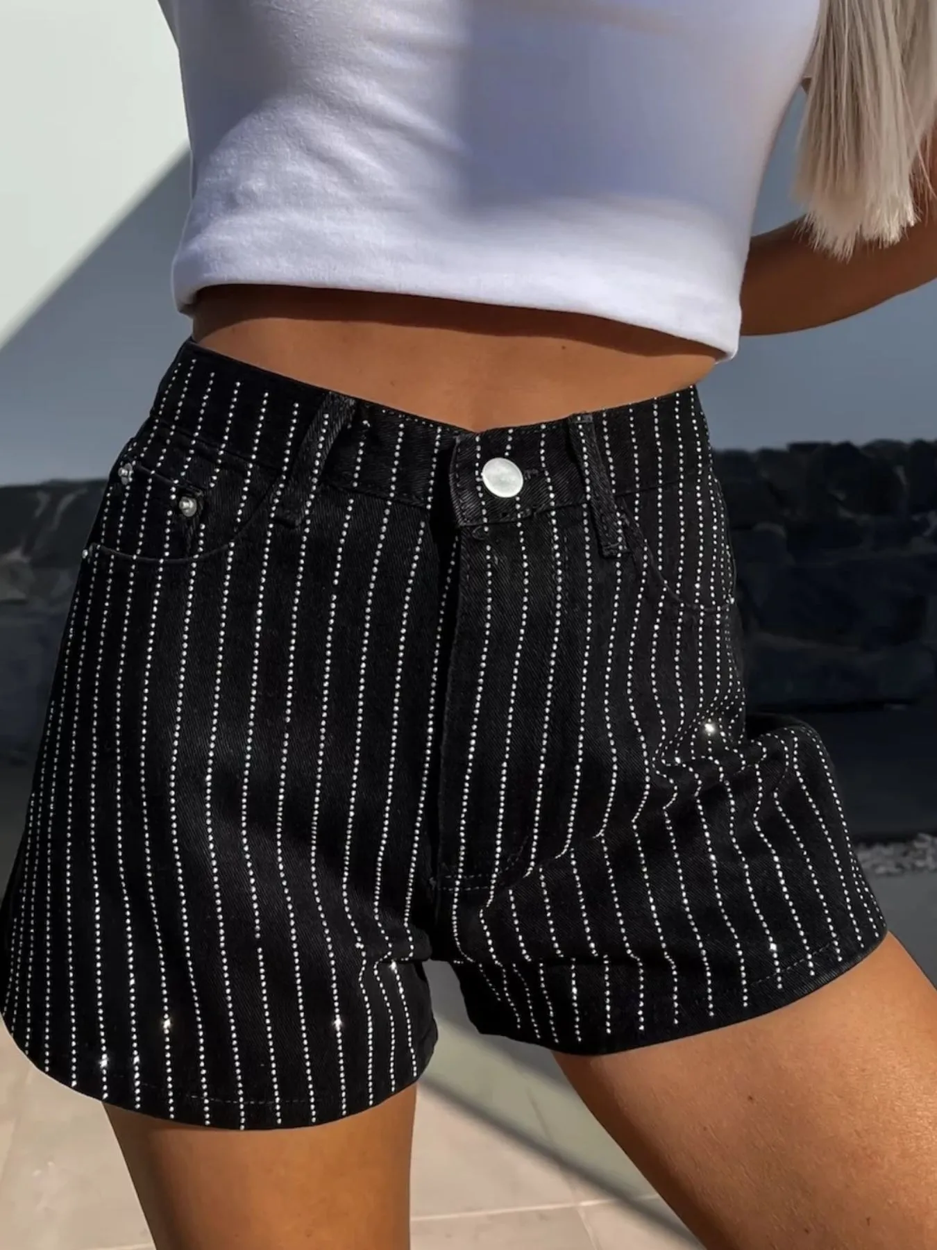 High Waist Wash Denim Shorts - Image 6