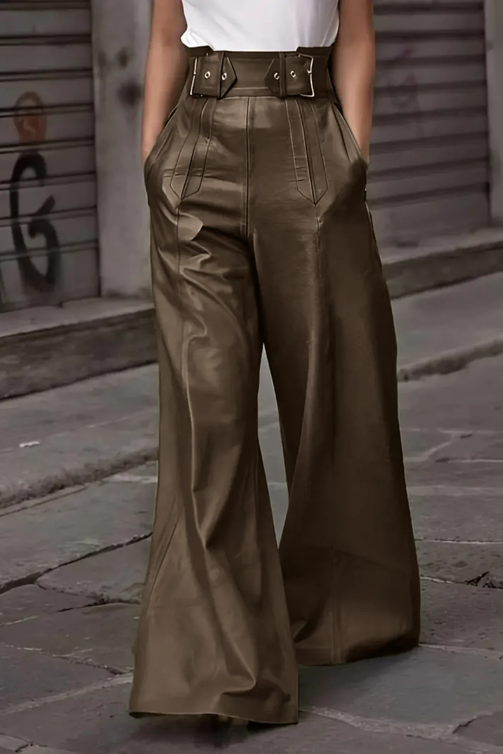 High Waist Wide Flare Pants - Image 8