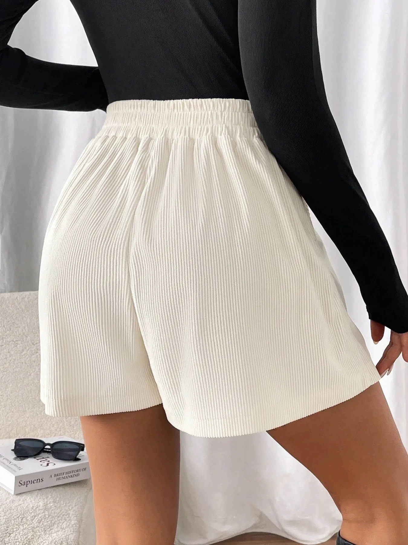 High Waisted Corduroy Shorts - Image 3
