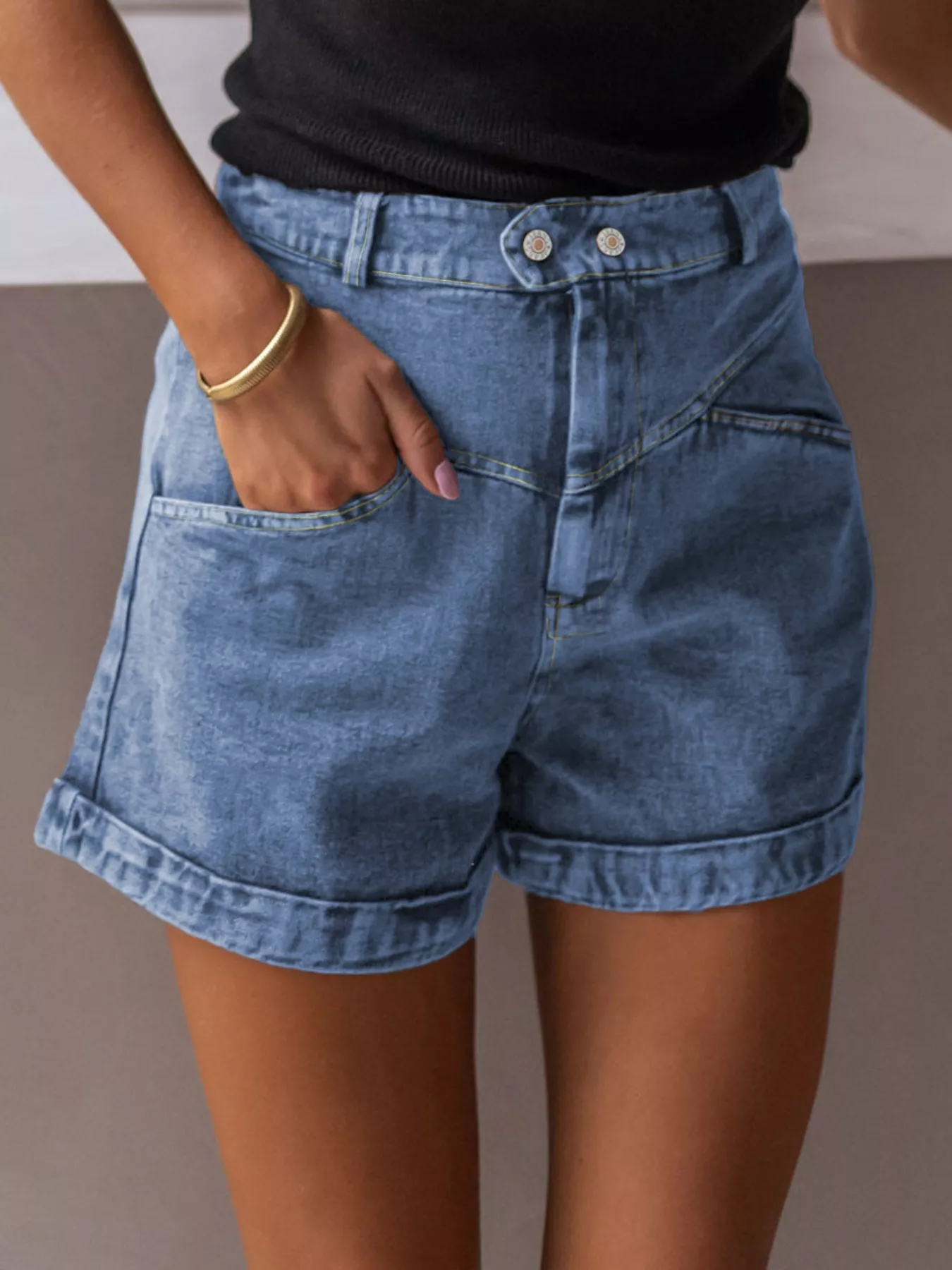 High-Waisted Denim Shorts - Image 3