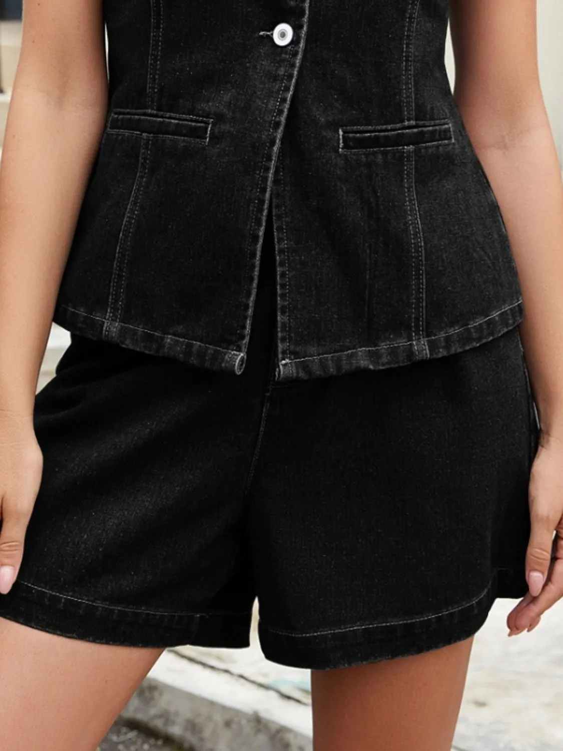 High-Waisted Denim Shorts - Image 6