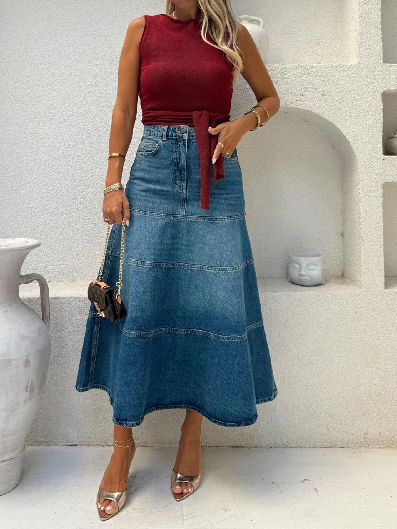 High-Waisted Denim Skirt - Image 2