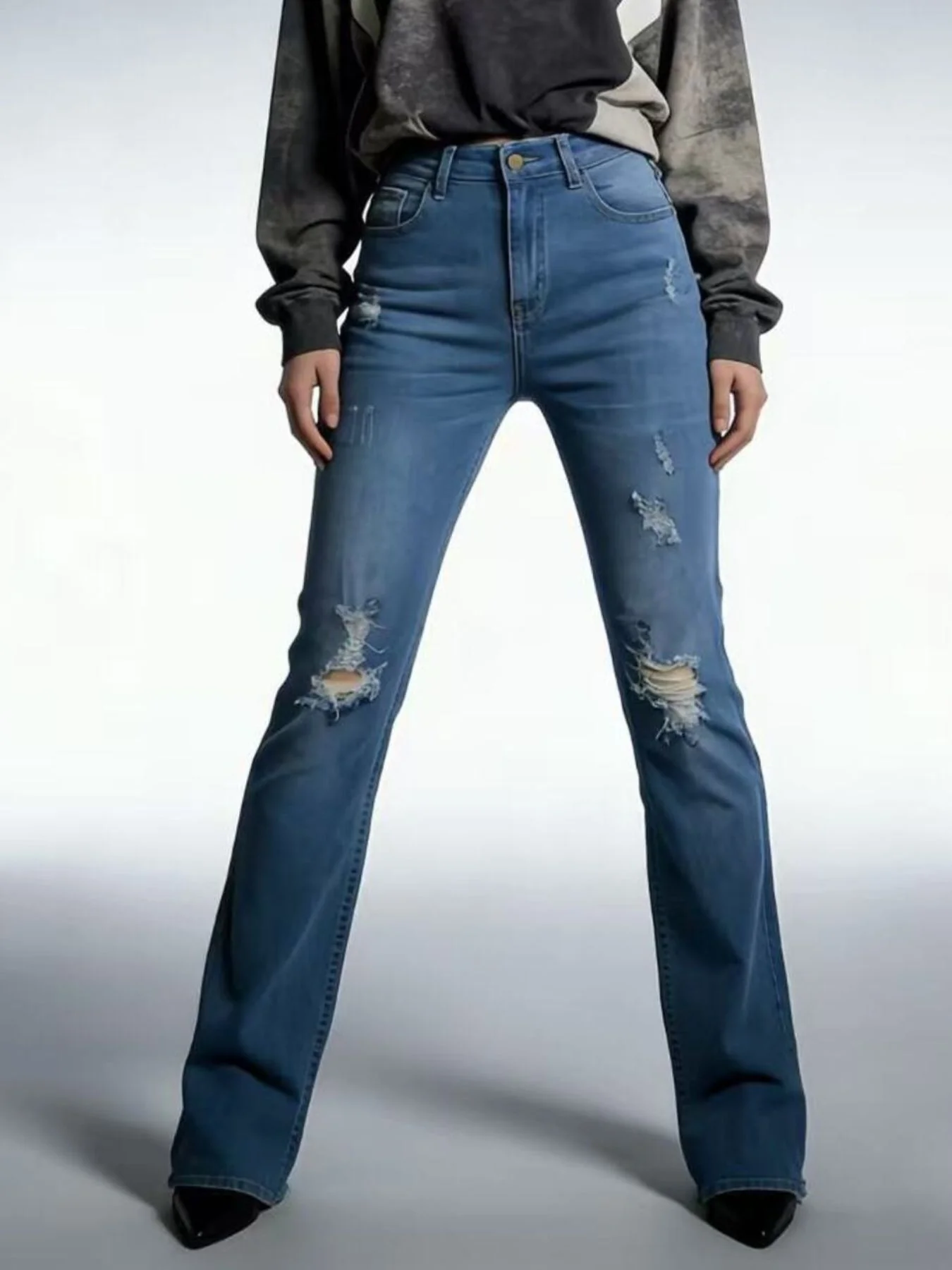 High-Waisted Distressed Jeans - Image 6