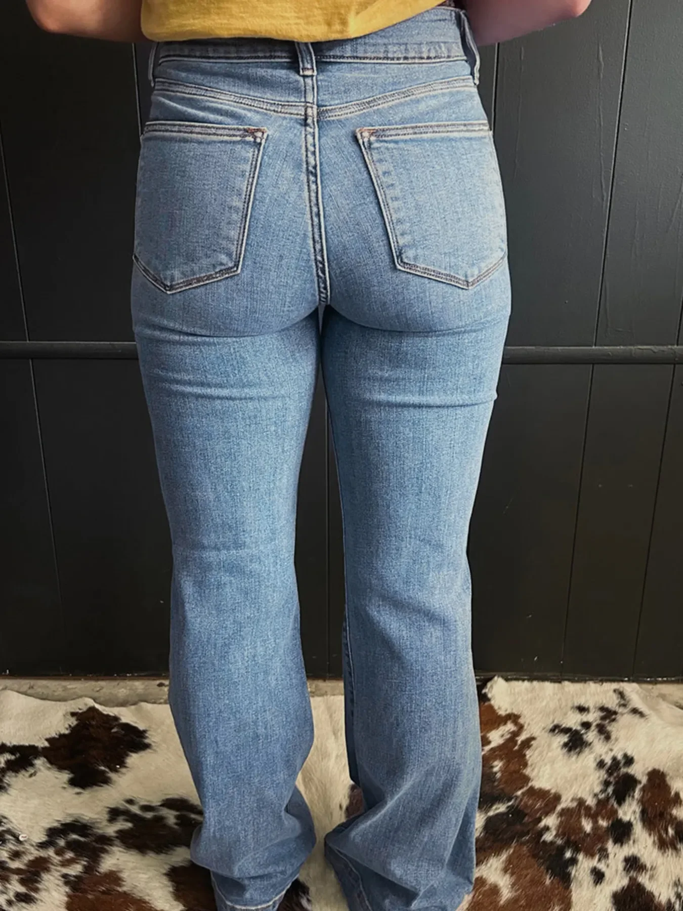 High-Waisted Flare Jeans with Seam Detail - Image 2