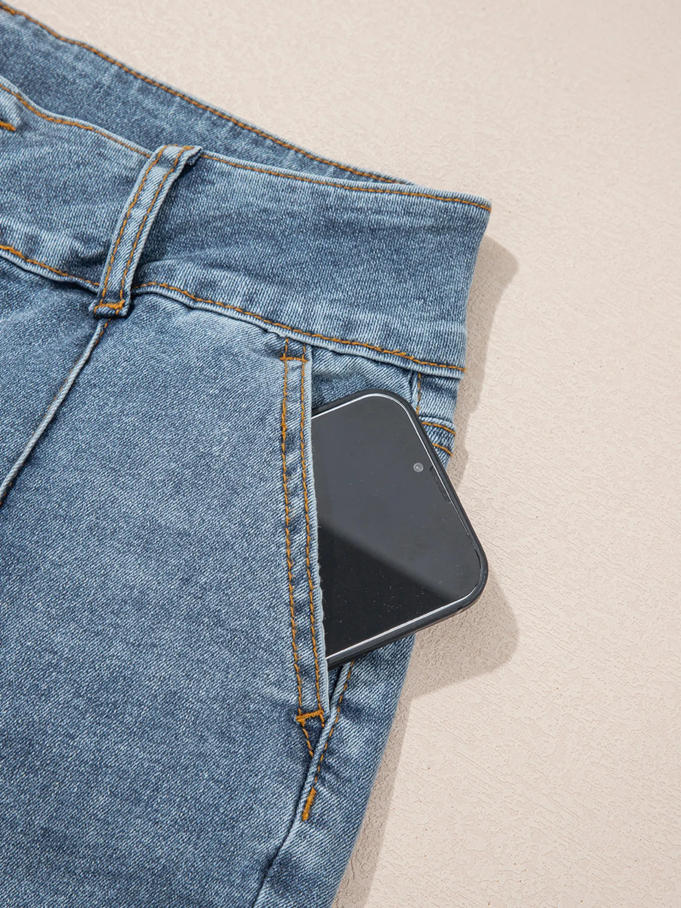 High-Waisted Flare Jeans with Seam Detail - Image 7