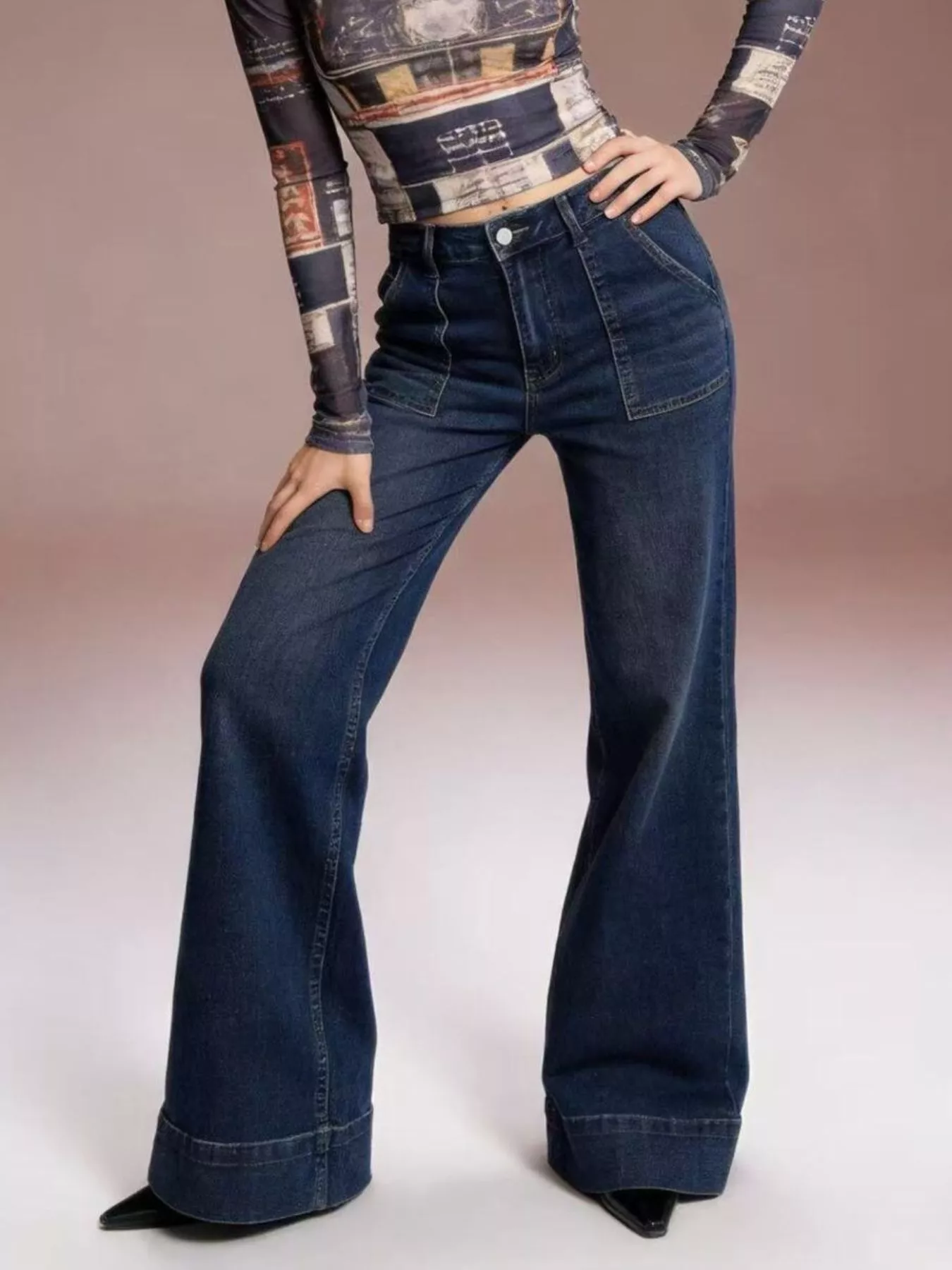 High-Waisted Flare Leg Jeans - Image 2