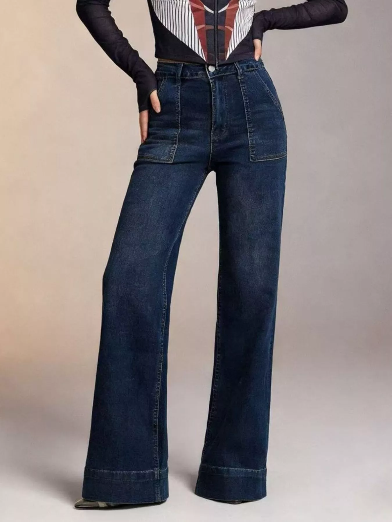 High-Waisted Flare Leg Jeans - Image 4