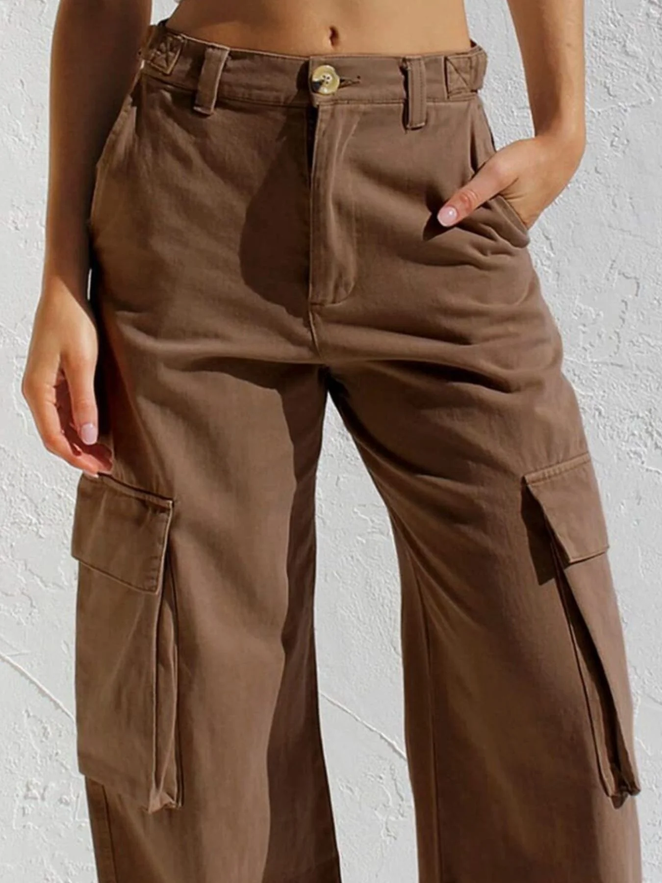 High-Waisted Wide Leg Cargo Jeans - Image 11