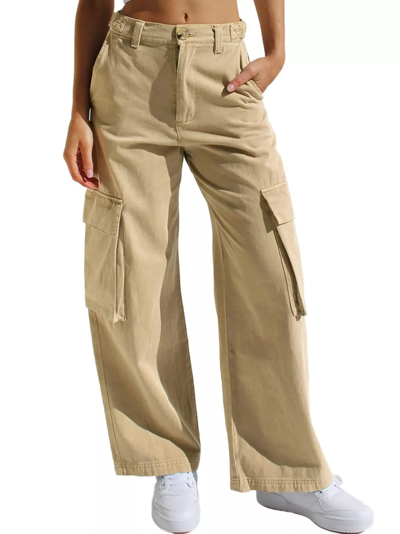 High-Waisted Wide Leg Cargo Jeans - Image 15