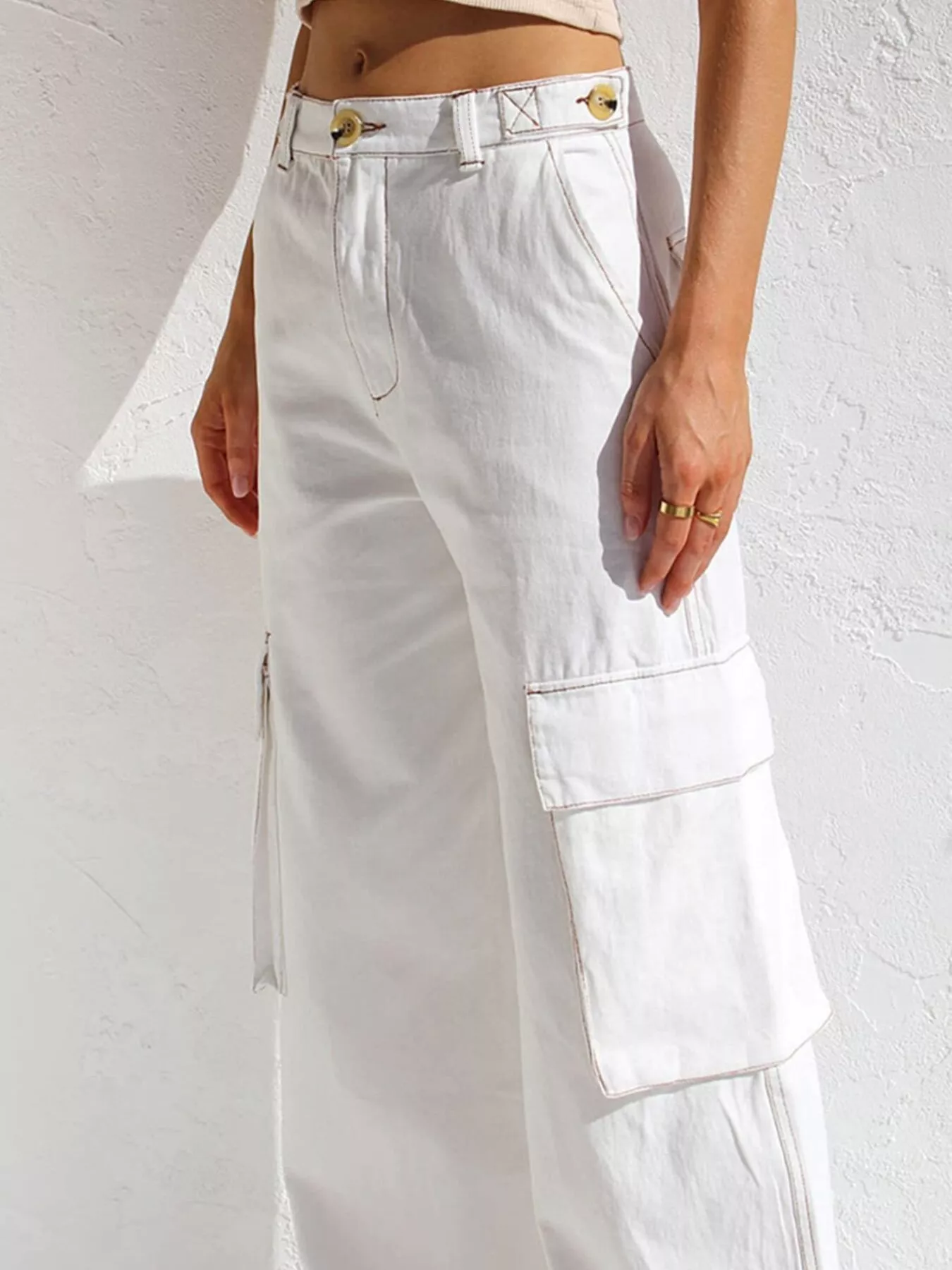 High-Waisted Wide Leg Cargo Jeans - Image 6