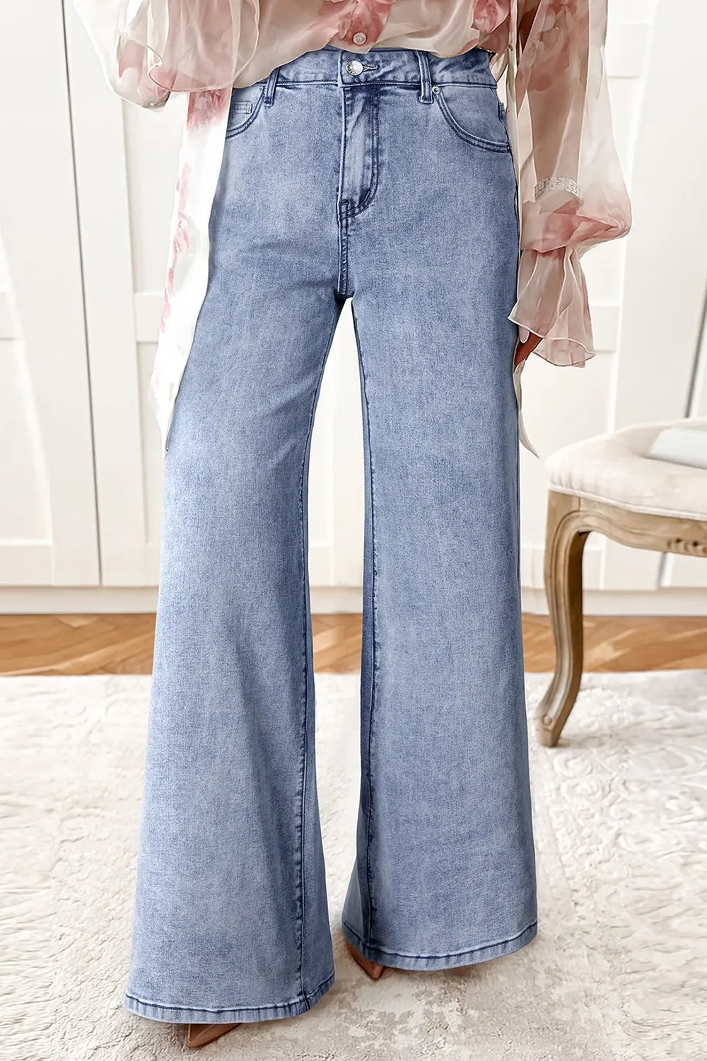 High-Waisted Wide Leg Flare Jeans - Image 3