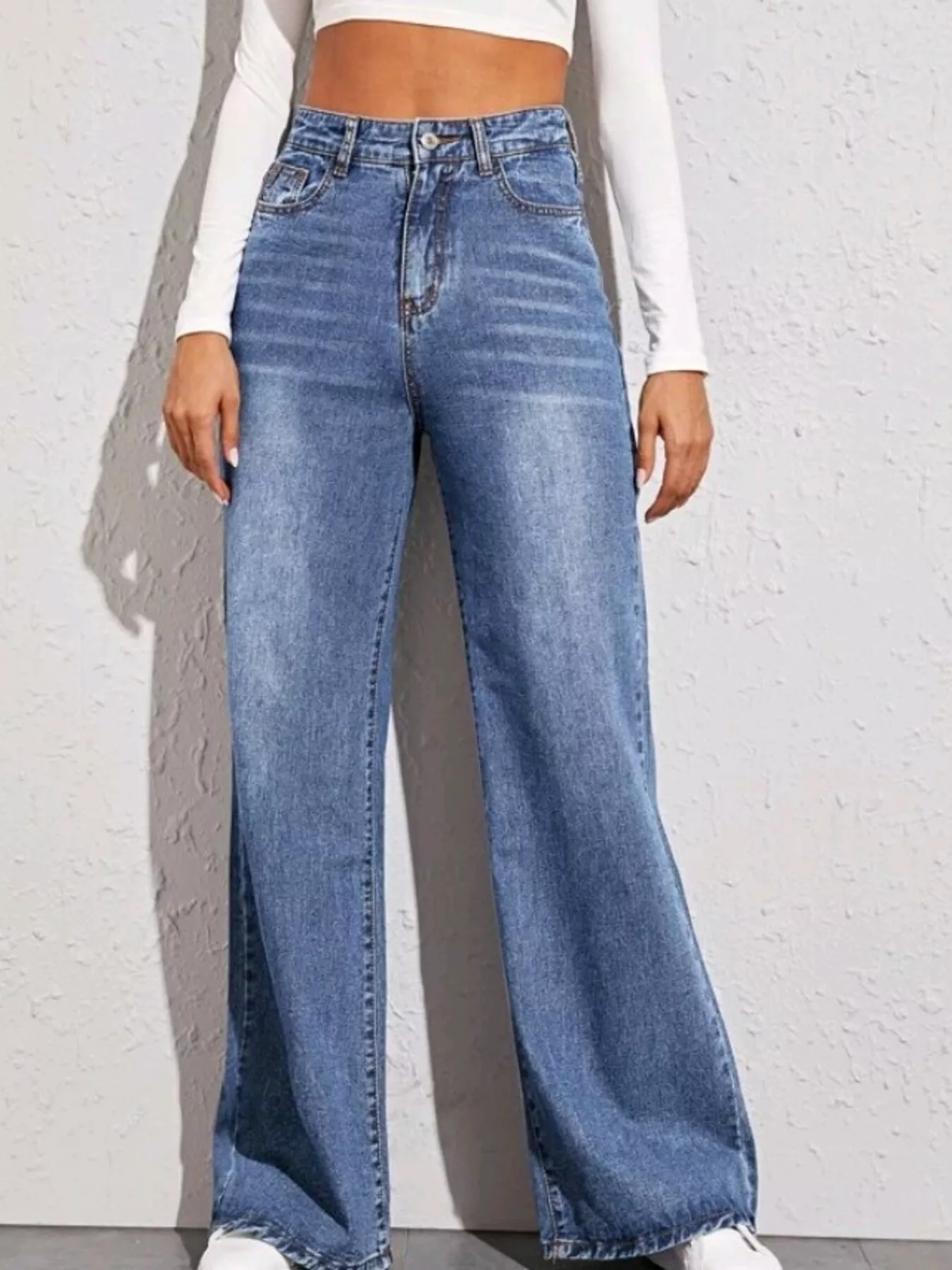 High-Waisted Wide Leg Jeans