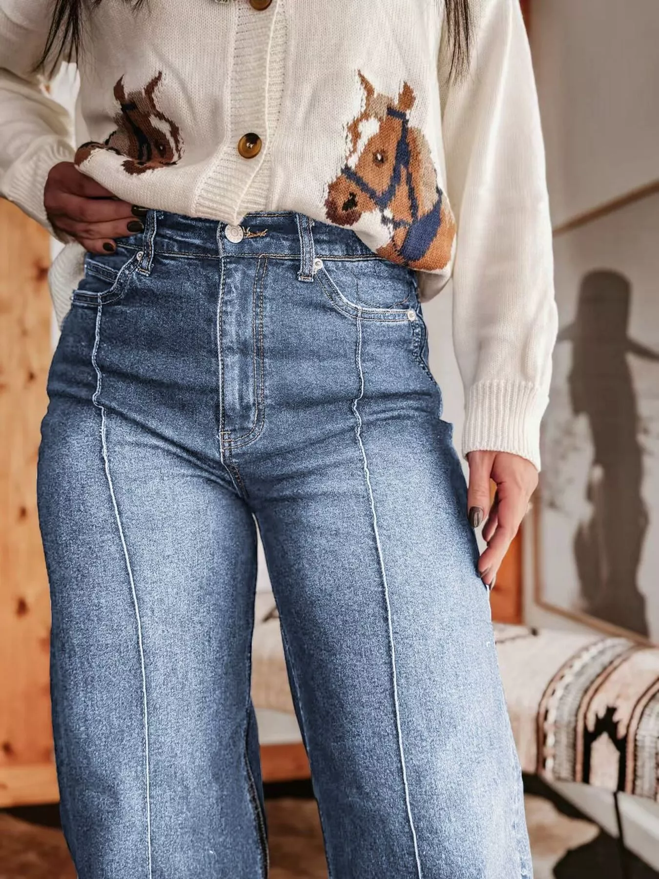 High-Waisted Wide Leg Jeans - Image 4