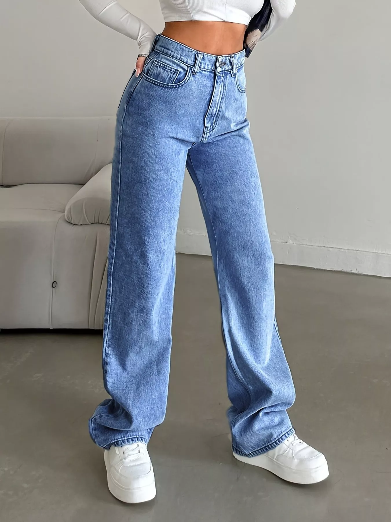 High-Waisted Wide Leg Jeans - Image 2