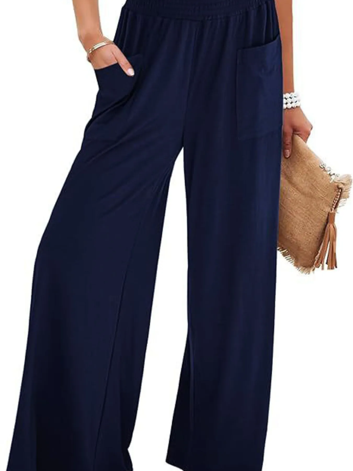 High-Waisted Wide Leg Pants with Pockets - Image 15