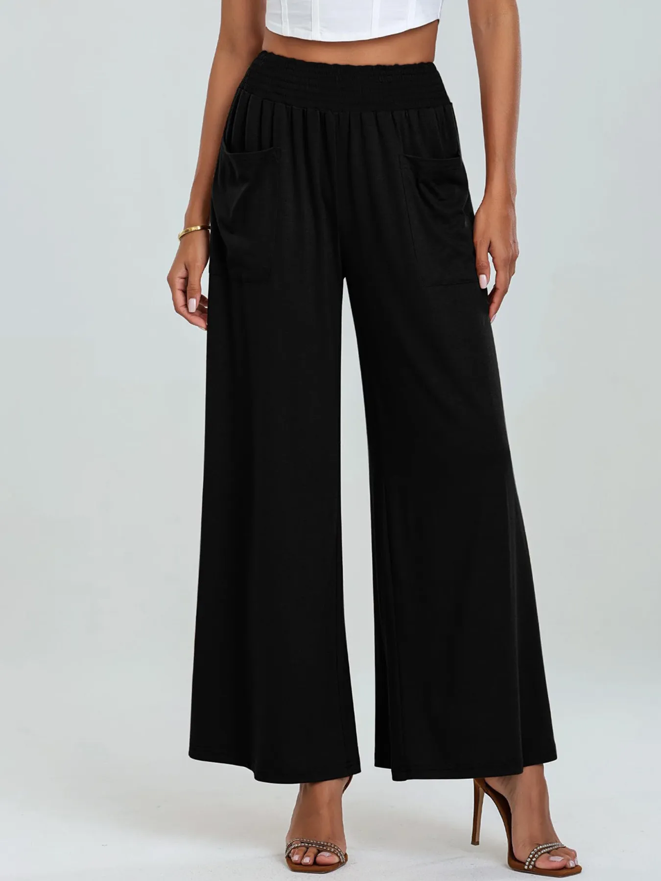 High-Waisted Wide Leg Pants with Pockets - Image 16
