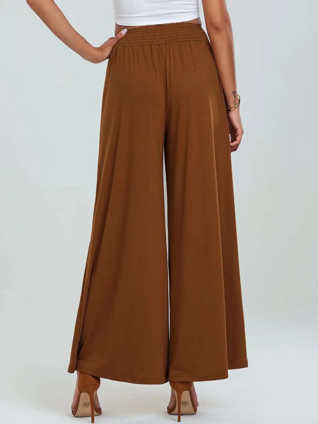 High-Waisted Wide Leg Pants with Pockets - Image 2