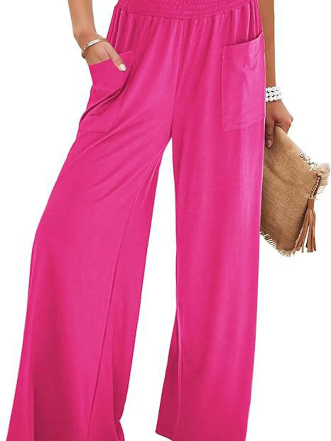 High-Waisted Wide Leg Pants with Pockets - Image 5