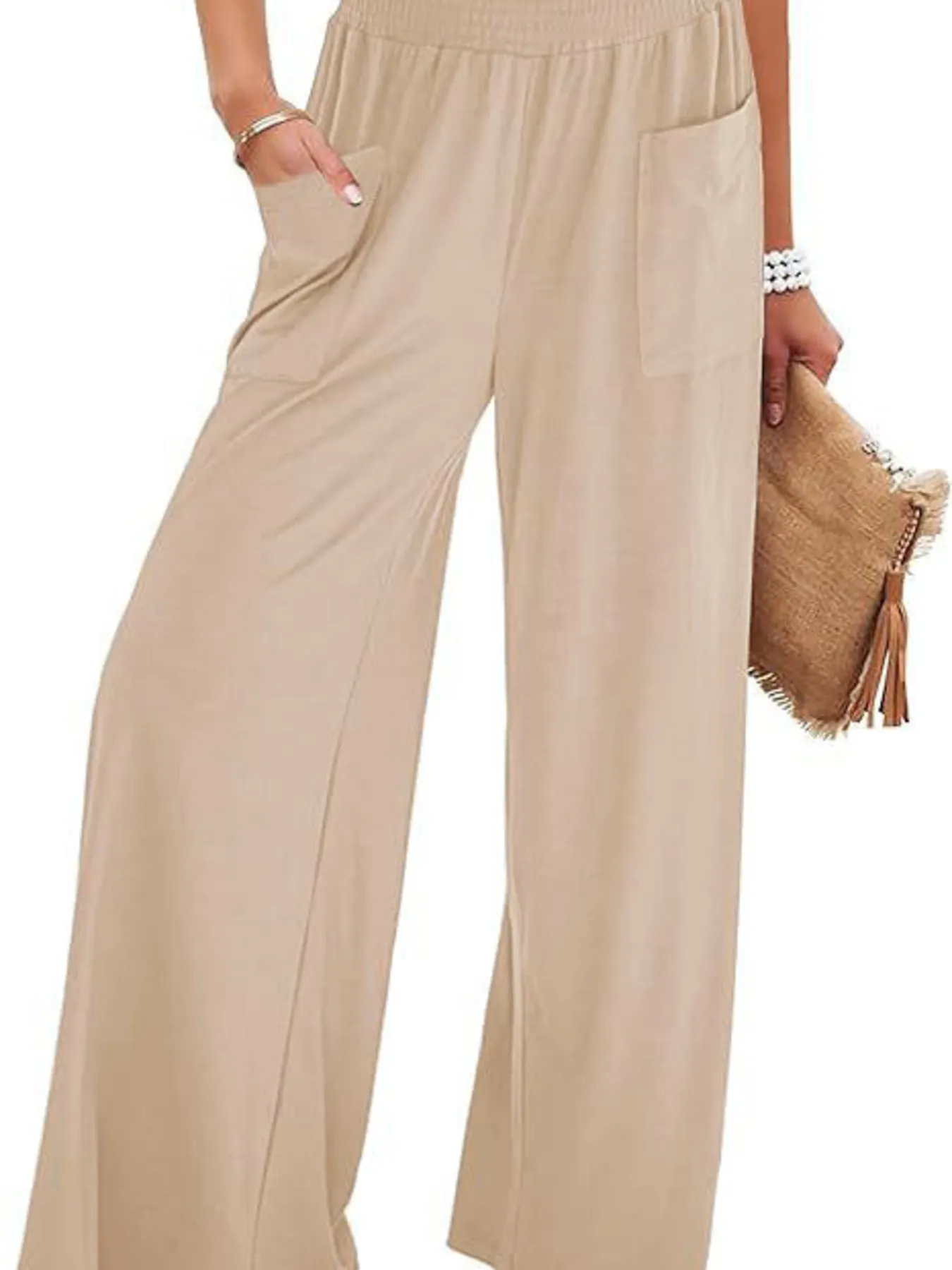 High-Waisted Wide Leg Pants with Pockets - Image 9