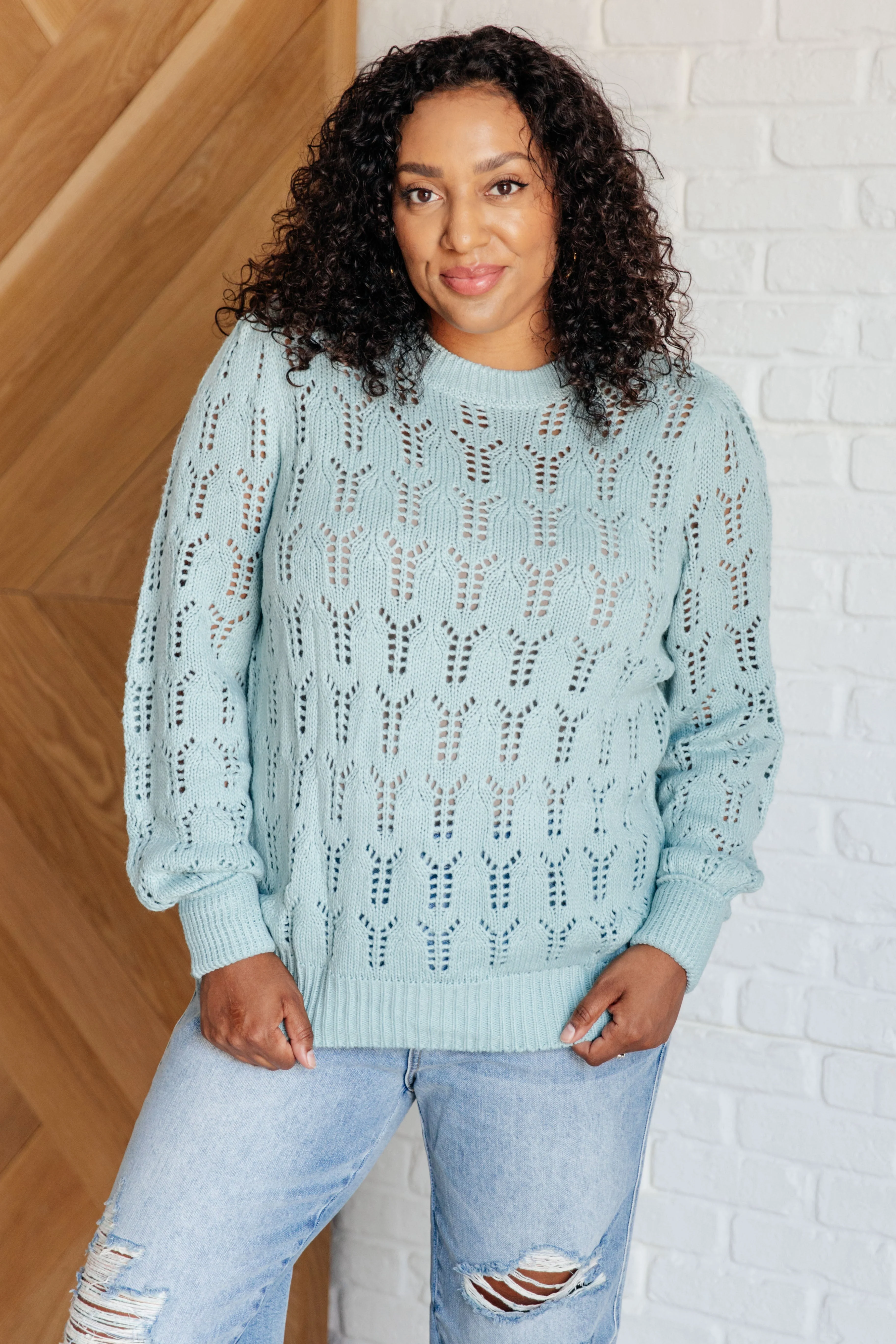 Hole In One Sheer Pointelle Knit Sweater - Image 2