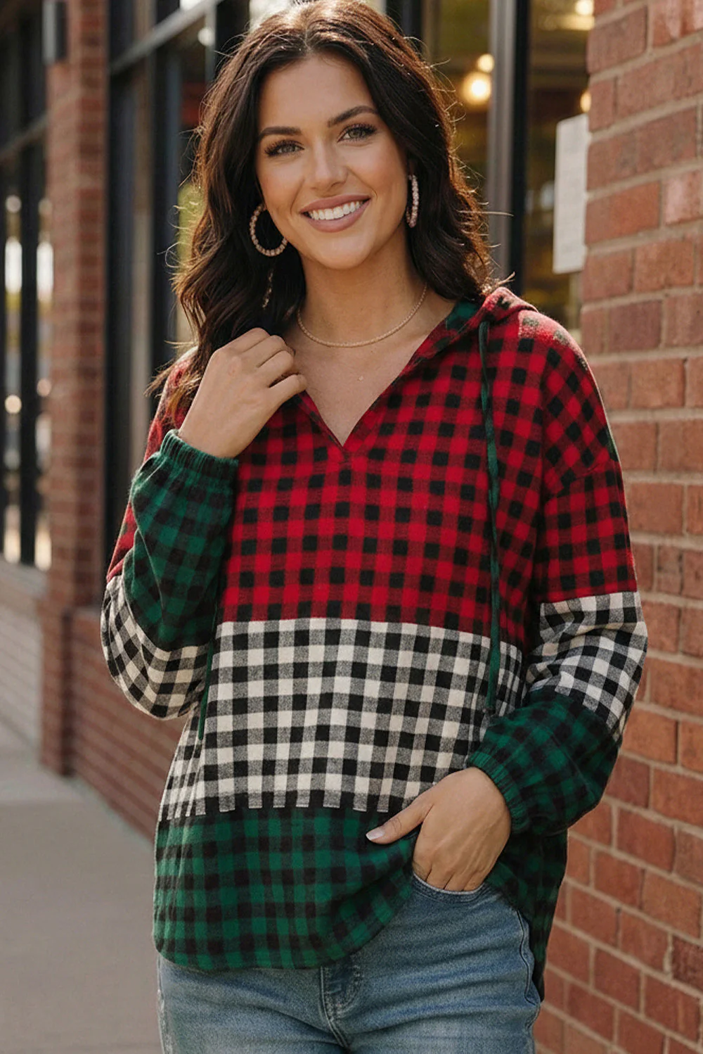 Holiday Cheer Check Hoodie