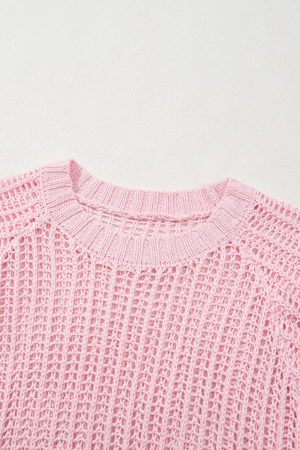 Hollow-out Crochet Side Tied Short Sleeve Knit Cover Up - Image 7