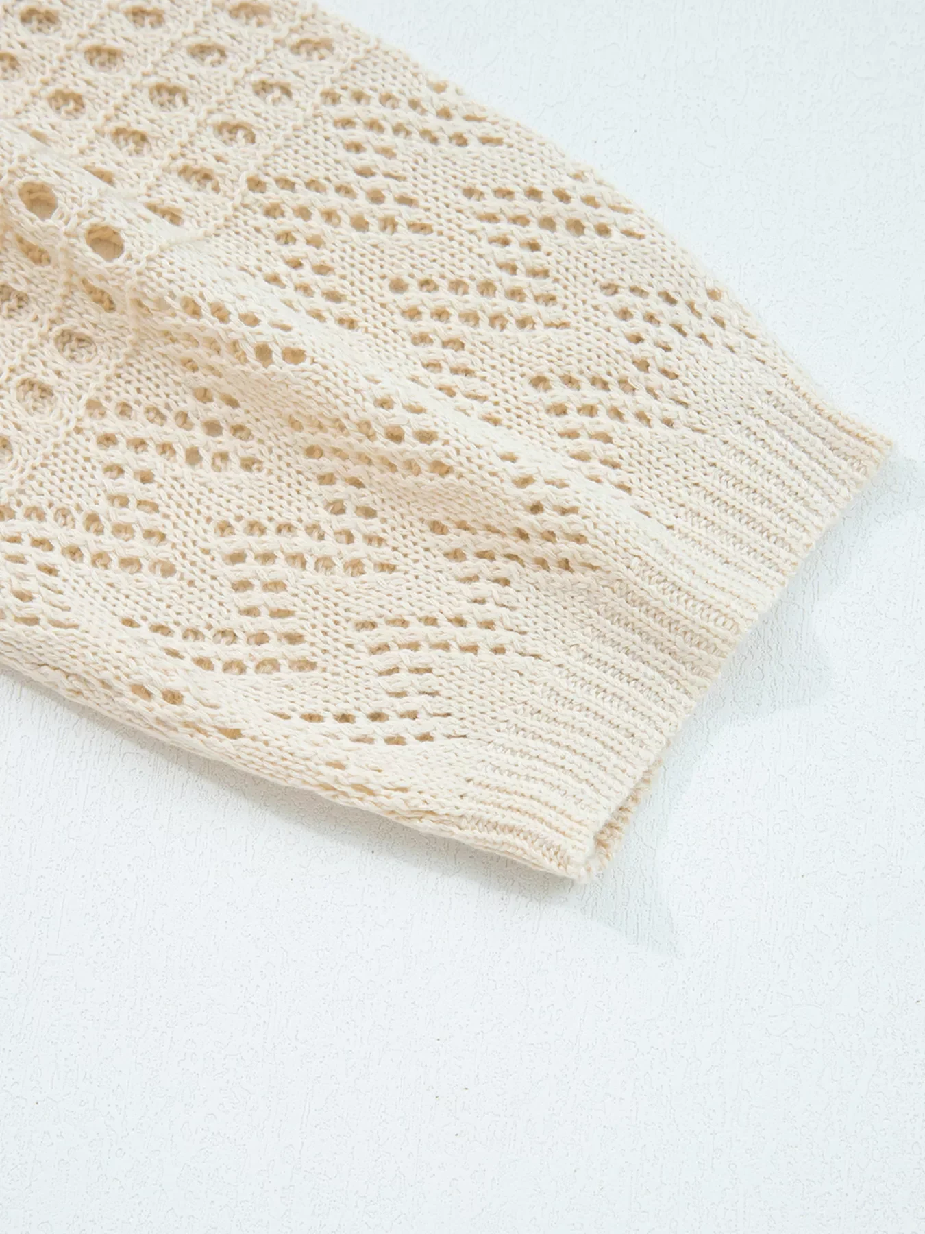 Hollowed Knit Open Front Cardigan - Image 7