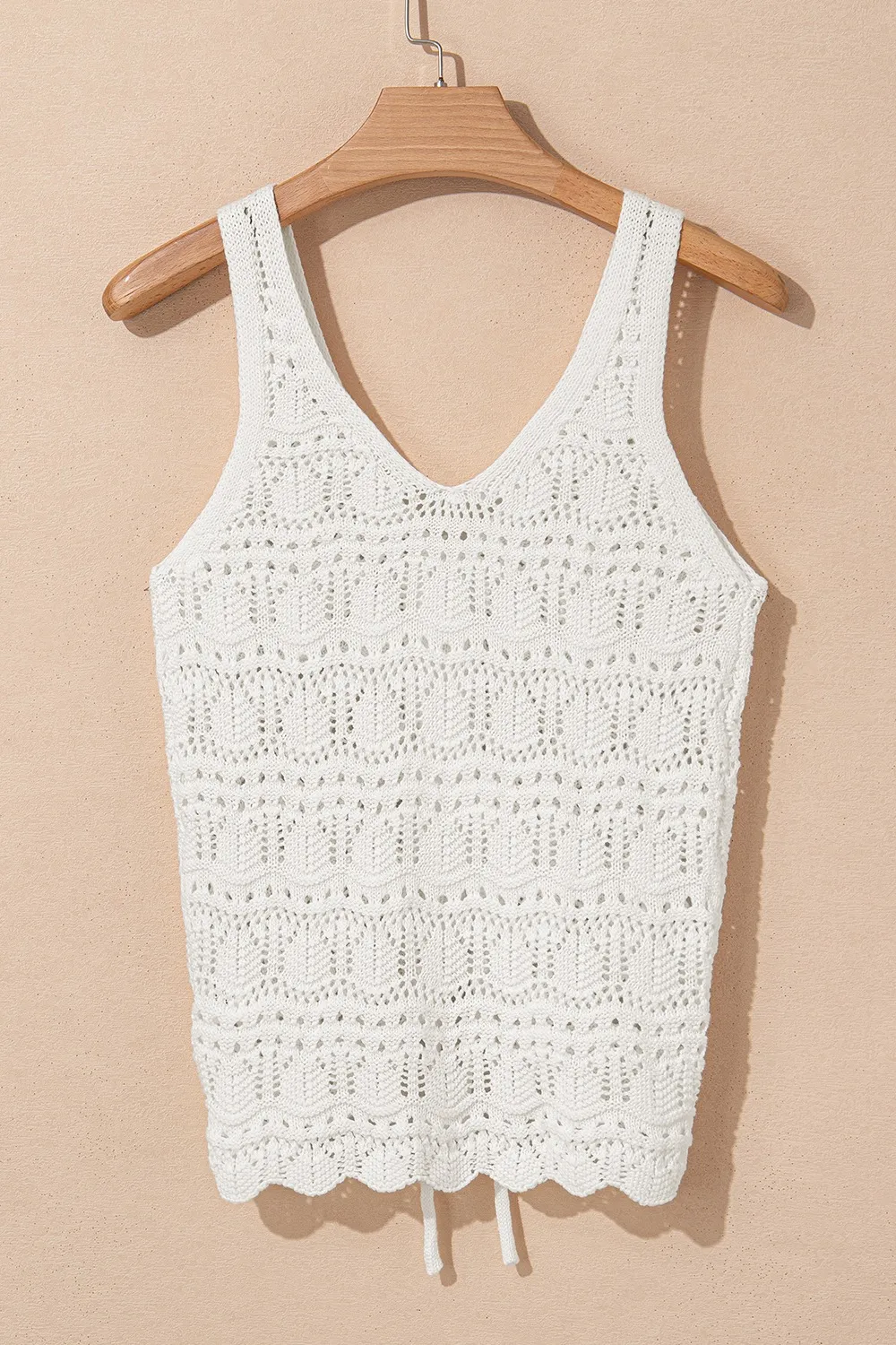 Hollowed Knit V Neck Drawstring Sweater Vest - Image 5