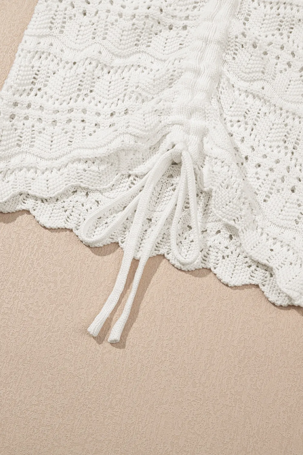Hollowed Knit V Neck Drawstring Sweater Vest - Image 7