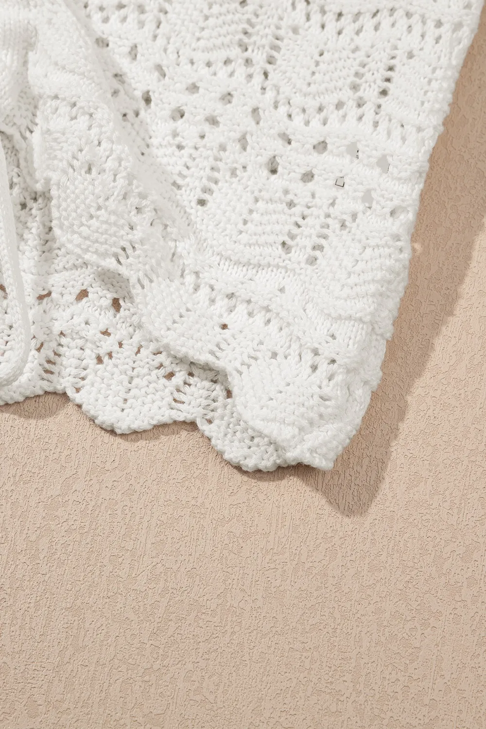 Hollowed Knit V Neck Drawstring Sweater Vest - Image 9