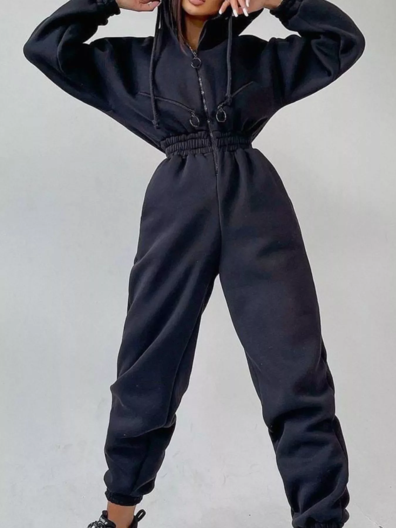 Hooded Zip-Up Long Sleeve Jumpsuit - Image 6