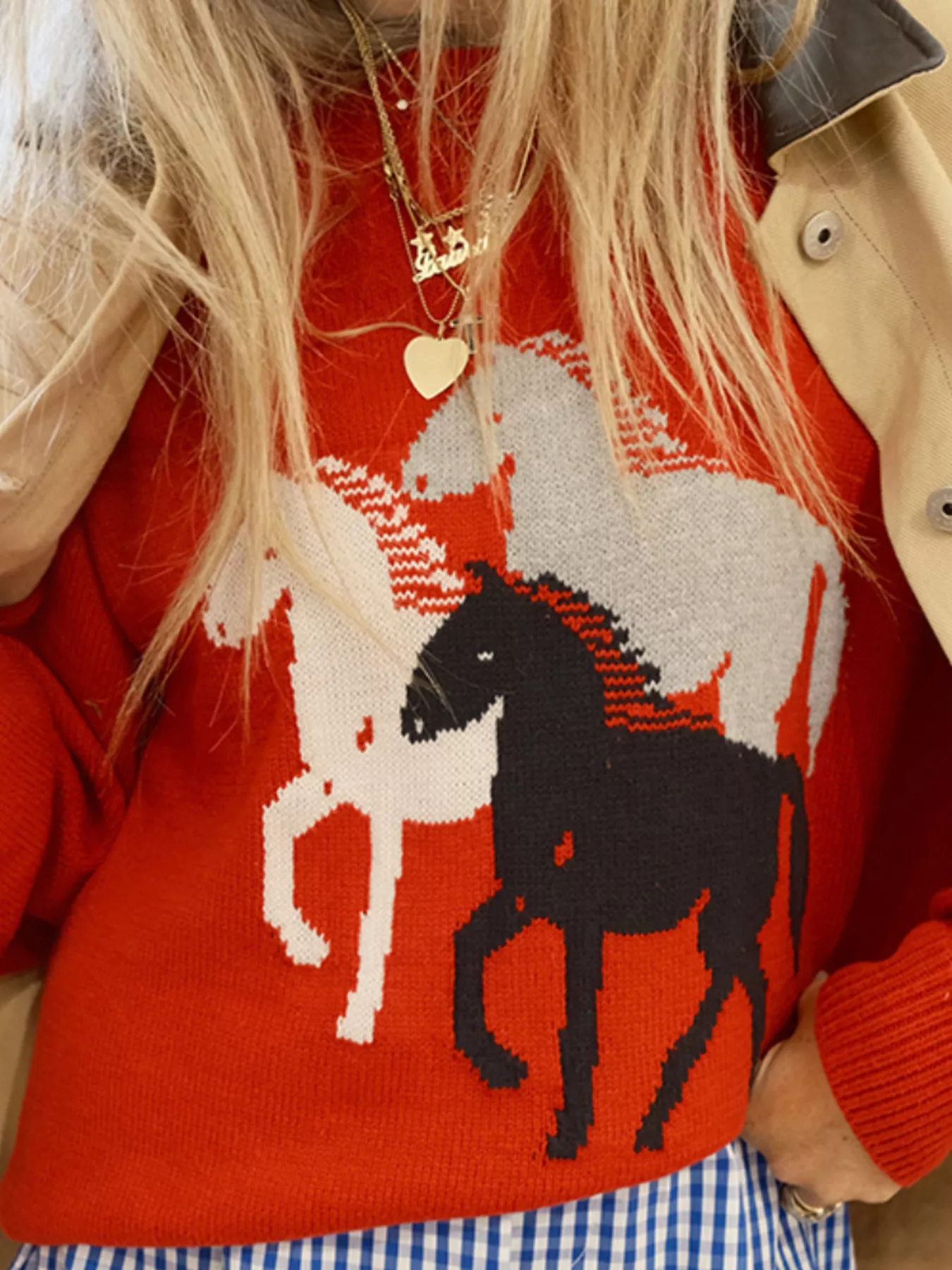 Horse Round Neck Long Sleeve Sweater - Image 2