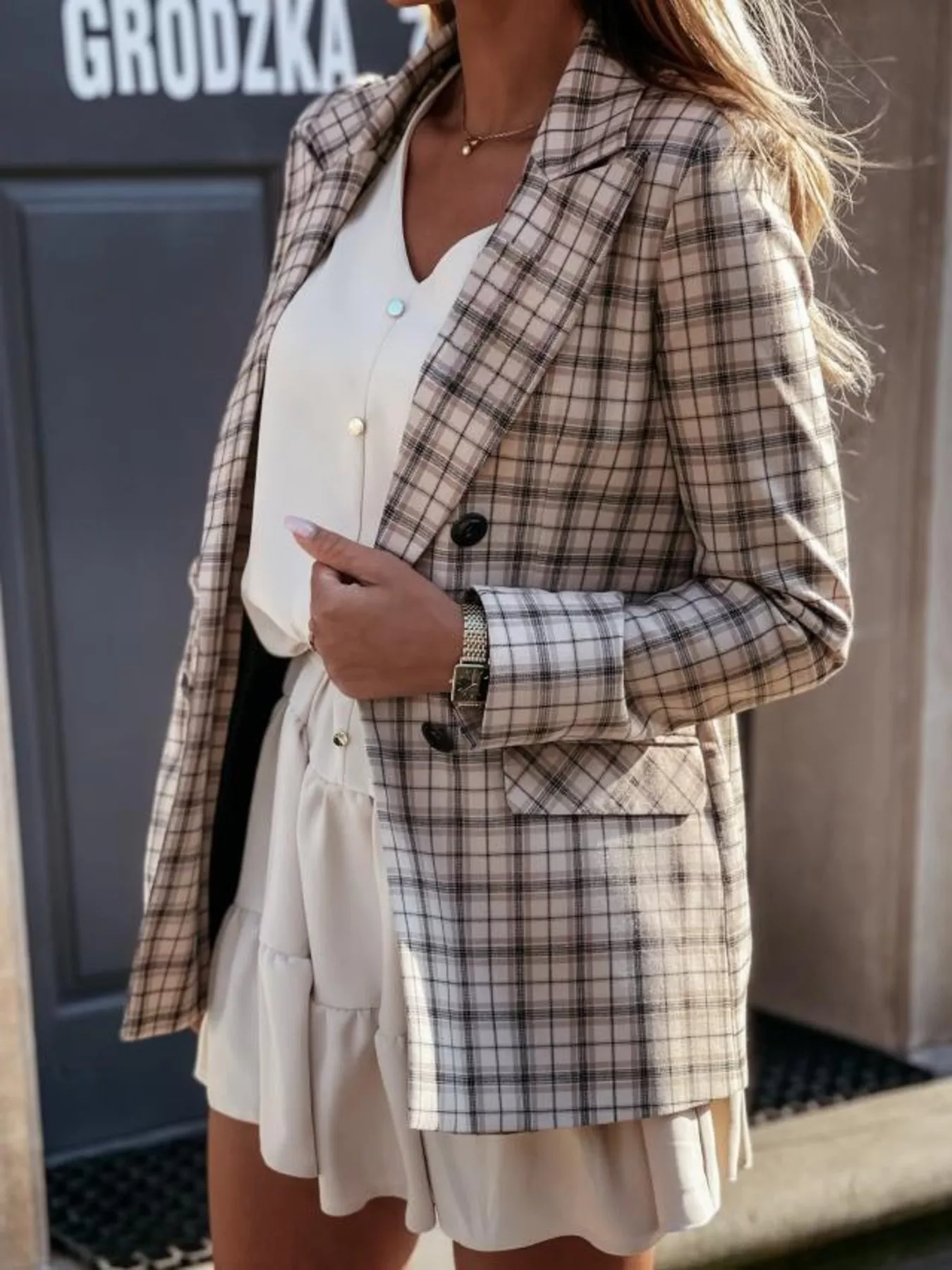 Houndstooth Double-Breasted Blazer - Image 11