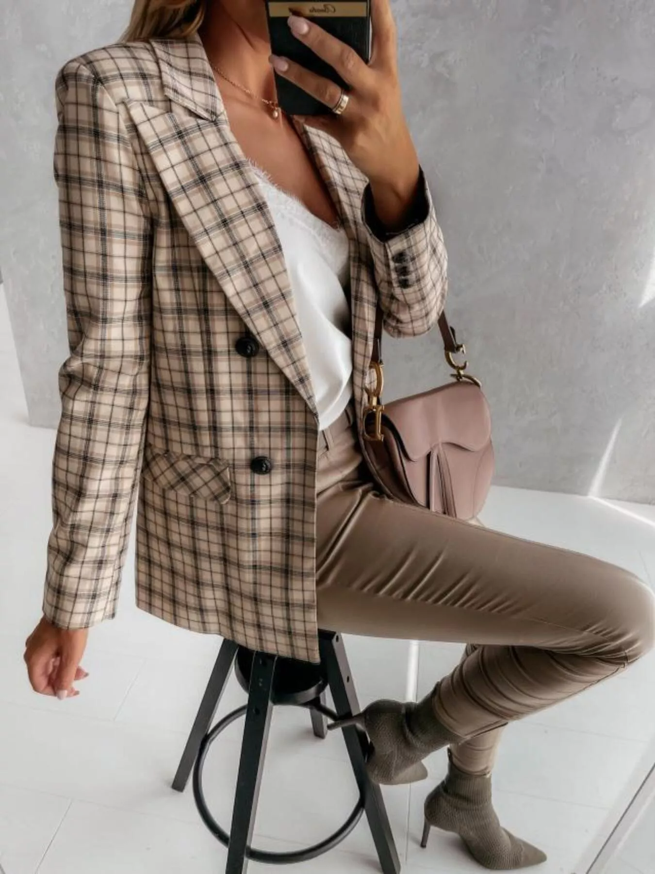 Houndstooth Double-Breasted Blazer - Image 12