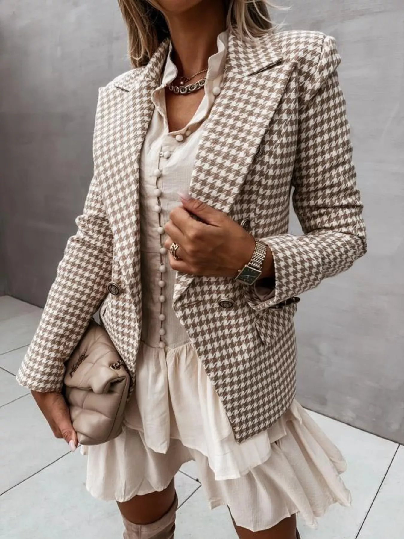 Houndstooth Double-Breasted Blazer - Image 2