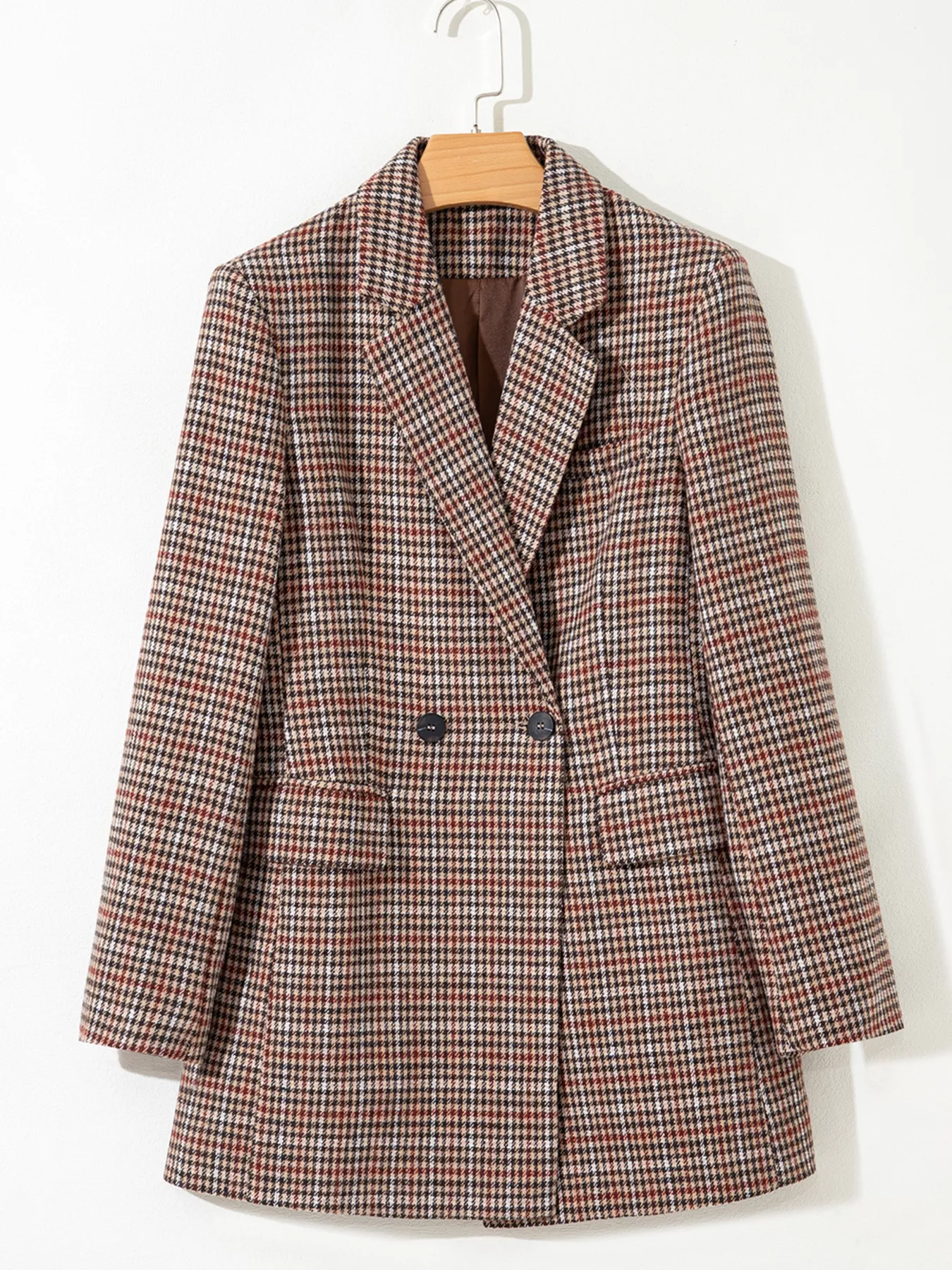 Houndstooth Lapel Collar Blazer - Image 6