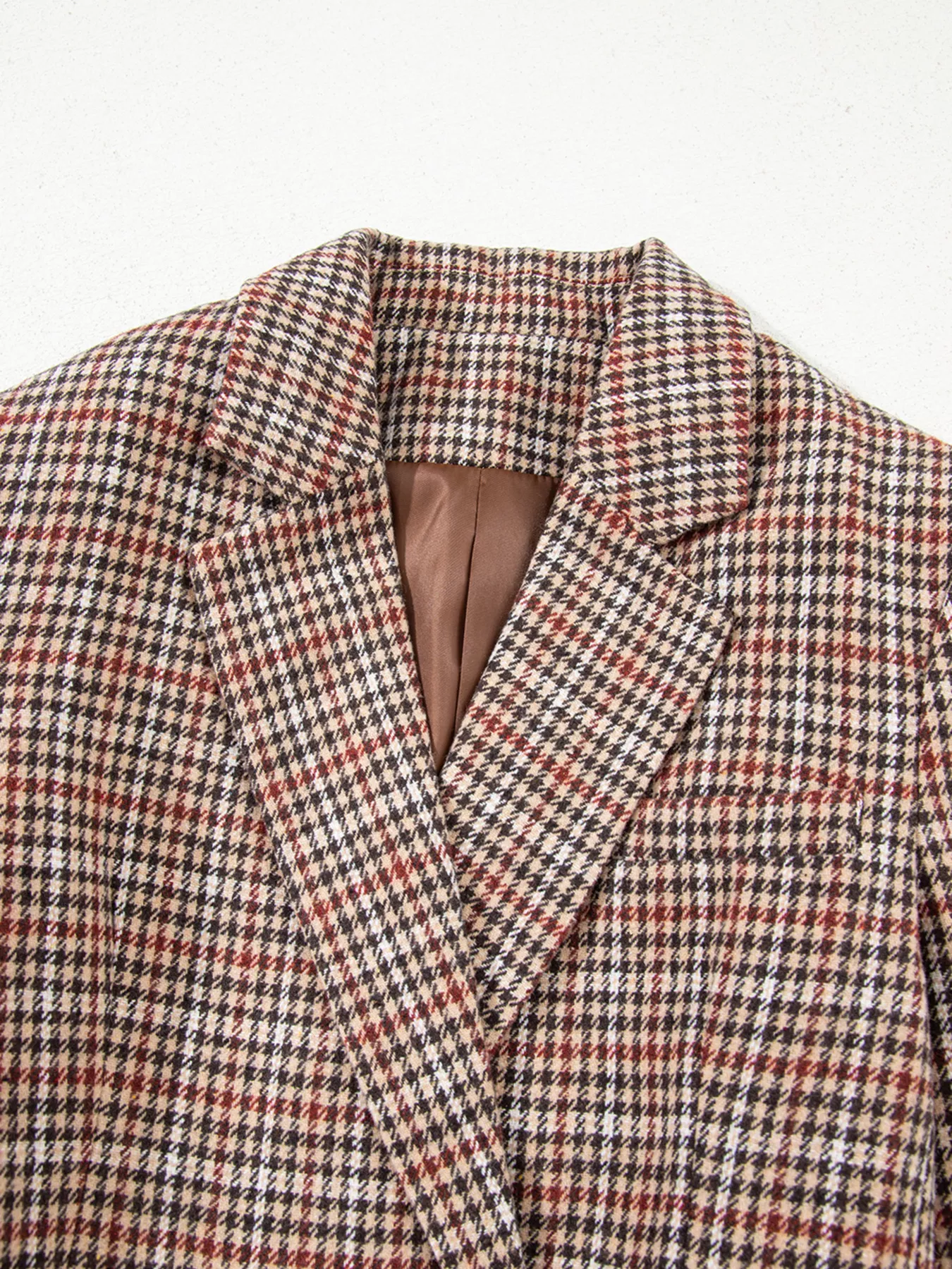 Houndstooth Lapel Collar Blazer - Image 8