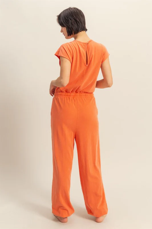 HYFVE Back Keyhole Round Neck Cap Sleeve Drawstring Jumpsuit - Image 3