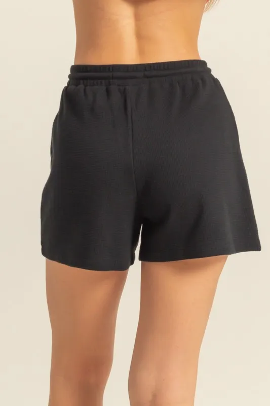 HYFVE Drawstring Waffle Knit Front Pocket Shorts - Image 3