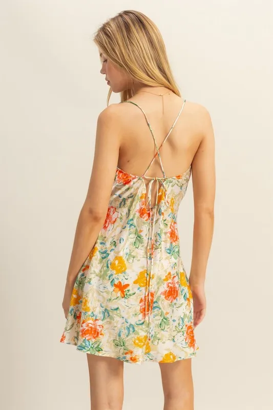HYFVE Floral Cowl Neck Flirty Satin Mini Dress - Image 5