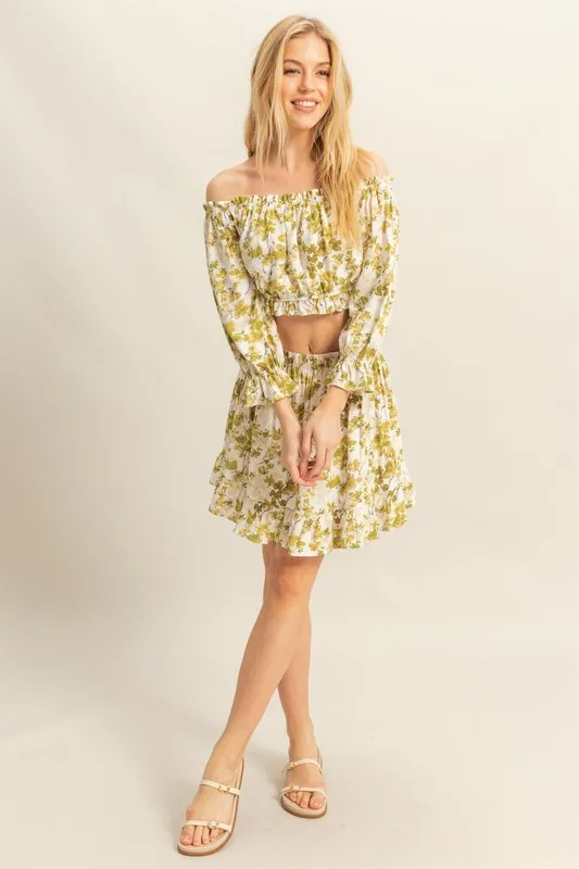 HYFVE Floral Off-Shoulder Flounce Sleeve Top and Skirt Set - Image 4