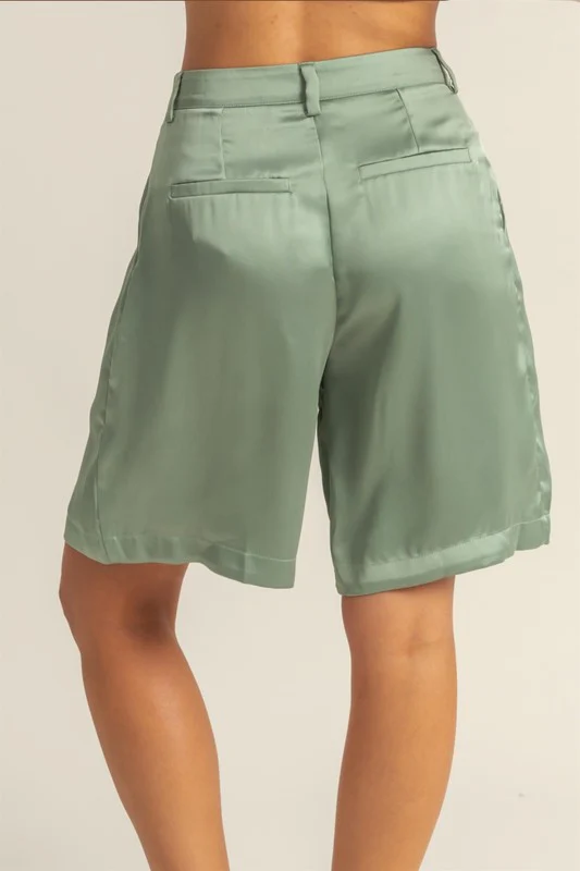 HYFVE High-Waist Pleated Satin Shorts - Image 4
