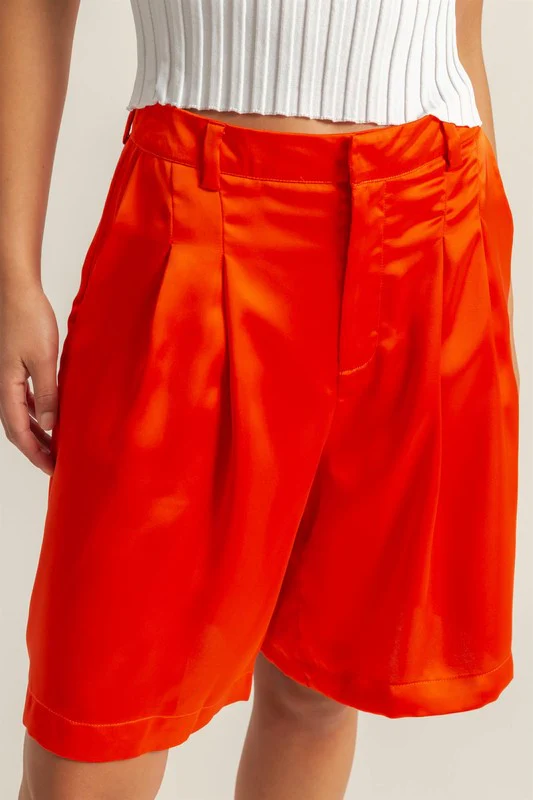 HYFVE High-Waist Pleated Satin Shorts - Image 4