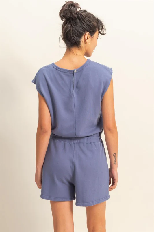HYFVE Round Neck Cap Sleeve Drawstring Waist Romper - Image 3