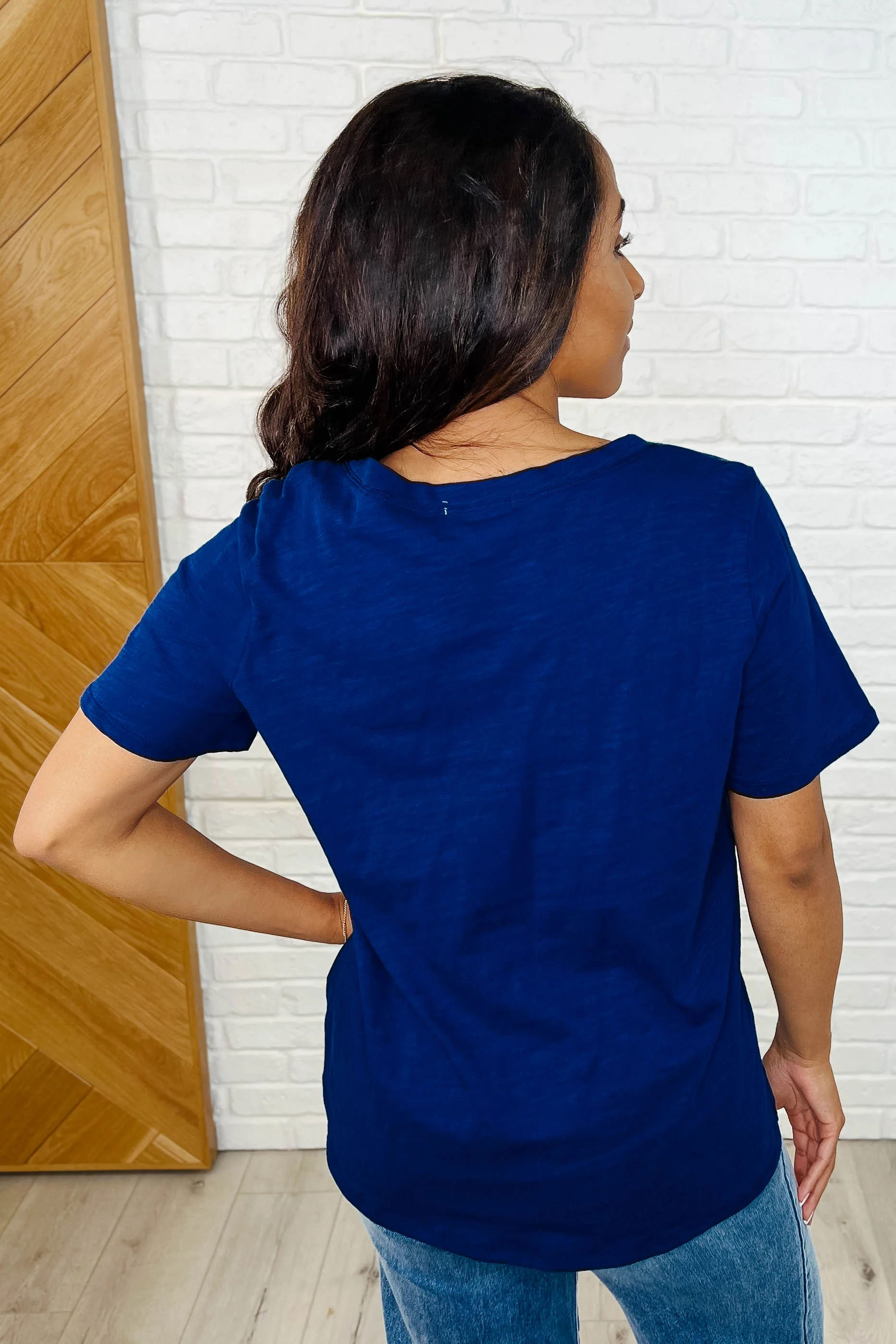 I Don't Have to Choose V-Neck Tee in Navy - Image 4