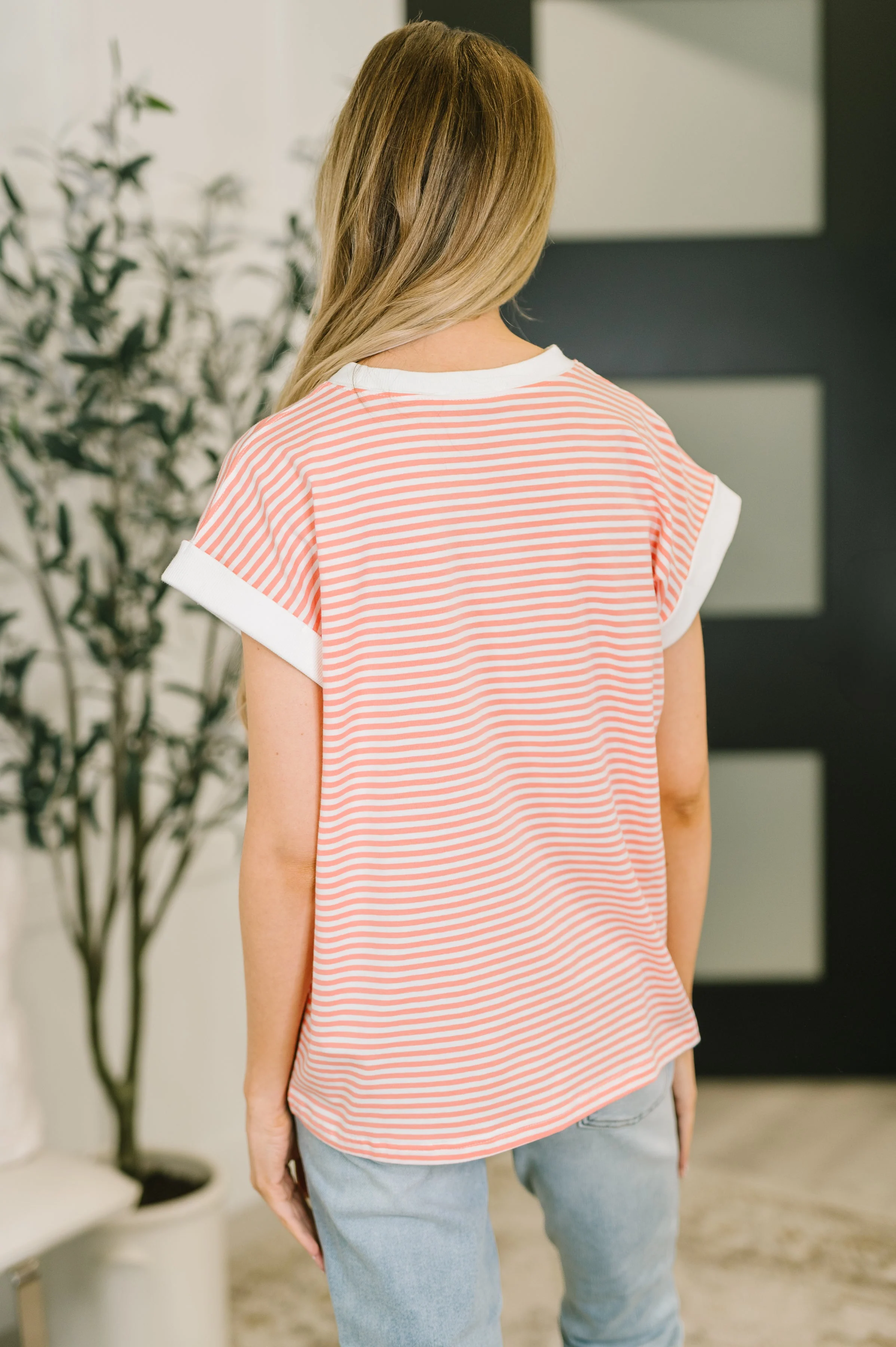 I Wouldn't Mind Short Sleeve Top in Coral - Image 5
