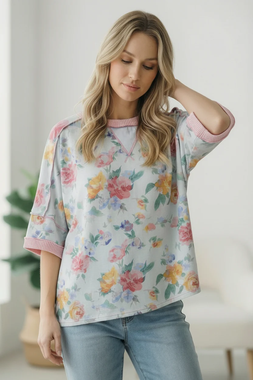 Rosey Teacup Ribbed Crewneck - Image 15
