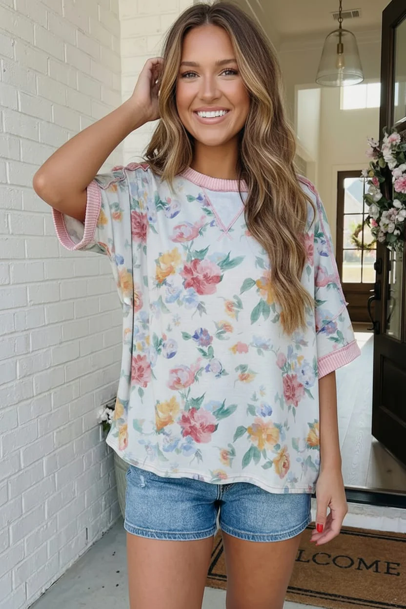 Rosey Teacup Ribbed Crewneck - Image 6