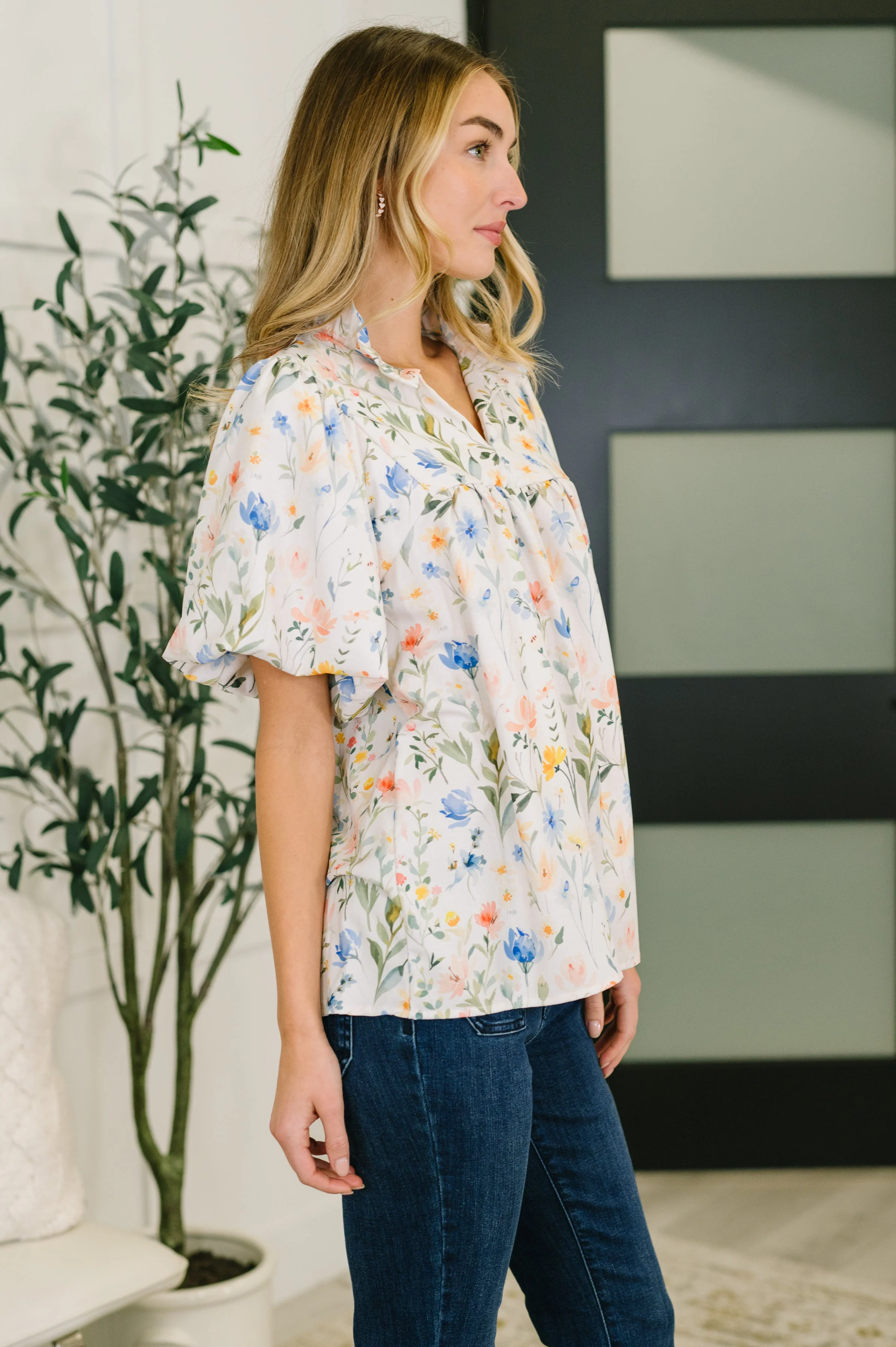 In All This Time Notch Neck Floral Blouse - Image 4