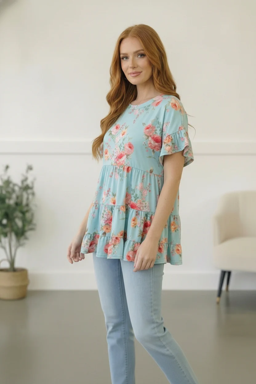 In the Mint Meadows Tiered Babydoll Top - Image 4